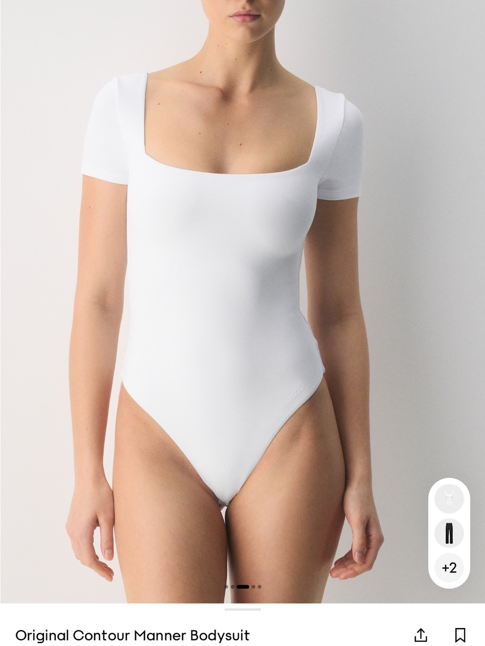 Aritzia Babaton Contour White Square Neck Short Sleeve Bodysuit